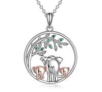 YFN Elefanten Halskette 925 Sterling Silber Familie Mutter Vater Tochter Anhänger Elefant Schmuck Geschenke für Damen Mädchen
