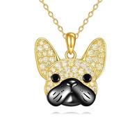YFN Französische Bulldogge Kette 925 Sterling Silber Hund Anhänger Halskette Süße Tiere Schmuck Geschenke für Damen