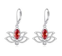 YFN Geburtsstein Lotus Ohrringe für Damen 925 Sterling Silber Lotus Hängend Ohrringe Blume Schmuck Juli Geburtstag Geschenk für Mädchen