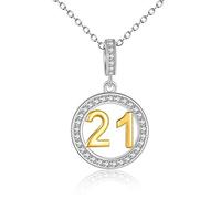 YFN Geburtstags Halskette Schmuck Sterling Silber Geschenke Zum 16 18 21 30 40 50 60 Geburtstag Kette Anhänger Geschenke für Frauen Mädchen