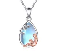 YFN Geschenk für Leseratten Sterling Silber Buch Kette Mondstein Buch Anhänger Halskette Lesen Schmuck für Frauen Mädchen Buchliebhaber Bücherwurm