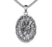 YFN Heiliger Andreas Halskette Sterling Silber Anhänger Kette Medaille St Andreas Schmuck Geschenke für Damen Herren