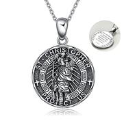 YFN Heiliger Christophorus Halskette Sterling Silber St Christopher Anhänger Religiöser Schmuck Sankt Christophorus Geschenke für Damen Herren