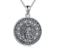 YFN Heiliger Florian Halskette Sterling Silber Religiöser Beschützer Anhänger Sankt Florian Schmuck Geschenke für Damen Herren Feuerwehrmänner