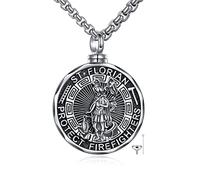 YFN Heiliger Florian Urne Halskette für Asche Sterling Silber Religiöser Beschützer Kremation Anhänger Sankt Florian Schmuck Geschenke für Damen Herren