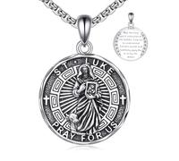 YFN Heiliger Lukas Halskette Sterling Silber Religiöser Beschützer Anhänger St. Luke Schmuck Geschenke für Damen Herren
