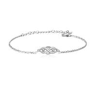 YFN Irisches Celtic Knot Armband aus 925 Sterling Silber - Unendlichkeits-Liebesarmband mit Opal - 18+5 cm Schmuck für Frauen & Teenager-Mädchen (Weiß - Irisches Opal Armband)