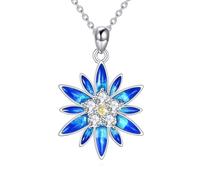 YFN S925 Sterling Silber Schneeflocken Halskette Elegante Schneeflocke Anhänger Feines 925 Silber Schmuck Geschenk für Frauen