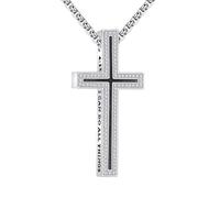 YFN S925 Sterling Silber Schwarzes Kreuz Halskette für Männer - Inspirierendes Kreuzanhänger - Edles Design - Hochwertiger Schmuck - Geschenk für Herren
