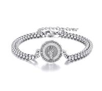 YFN Saint Jude Armband Sterling Silber Religion Bewachen Einstellbar Armband St Jude Schmuck Geschenke für Herren Damen(Schwerere Version)