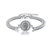 YFN Saint Muerte Armband Sterling Silber Religion Bewachen Einstellbar Armband St Muerte Schmuck Geschenke für Herren Damen