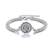 YFN Saint Peregrine Armband Sterling Silber Religion Bewachen Einstellbar Armband St Peregrine Schmuck Geschenke für Herren Damen(Schwerere Version)