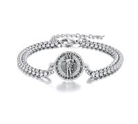YFN Saint Sebastian Armband Sterling Silber Religion Bewachen Einstellbar Armband St Sebastian Schmuck Geschenke für Herren Damen
