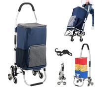 YFSMBD 3in1 Einkaufstrolley Treppensteiger, Trolley groß 45 Liter, Einkaufswagen mit Kühlfach, Einkaufstasche mit Rollen, Klappbar, Tasche Abnehmbar, Einkaufsroller, Handwagen (Blue)