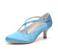 YFZBJY Damen-Kleid-Sandalen, spitzer Zehenbereich, Slip-on-Heels, gekreuzter Knöchelriemen, minimalistische Stiletto-formelle Abend-Party-Schuhe,Sky Blue,38 EU