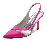 YFZBJY Frauen Geschlossene Zehe Stiletto Pumps 8,5 cm Braut Hochzeit Schuhe Slingback Schuhe Satin Brautjungfern Prom Party Kleid Pumps,Rose red,37 EU