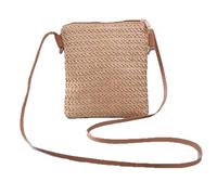 YFZCLYZAXET Strohtaschen Strandtasche Damenmode Strohtasche Rattan Gewebte Geldbörse Crossbody Messenger Bag Zopf Kleine Quadratische Handtasche Boho Beach Coffee