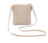 YFZCLYZAXET Strohtaschen Strandtasche Damenmode Strohtasche Rattan Gewebte Geldbörse Crossbody Messenger Bag Zopf Kleine Quadratische Handtasche Boho Beach Khaki