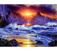 ygghj Stickbilder Kreuzstich,Stickpackung Stickbild Stickvorlage Sticken Stickset Szenischer Sonnenuntergang 40X50Cm Neujahrs Home Decor Kreativität Geschenke 11Ct (Vorgedruckte Leinwand)