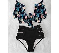 YGLONG Badeanzug Damen Hohe Taille Bikini Bademode Frauen drucken Sexy Badeanzug Bikinis Plus Größe Badeanzüge Floral Beach Tragen Bademode (Color : NA19508DA, Size : M)