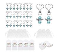 YGMXZL 20 Stück Schön Engel Anhänger Set,Schutzengel Schlüsselanhänger,Hochzeit Taufe Anhänger mit 20 Kärtchen + 20 Organza Beutel,Engel Kommunion Geschenke Taufgeschenke für Gäste (Blau)