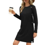 YGSIKY Herbstkleider für Damen, leichtes Reise-/Flughafen-Outfit, langärmliges Kleid, lässiges langärmliges Kleid, Trendige Herbstmode, gemütliche Reise-/Flughafen-Outfits (Black,XL)