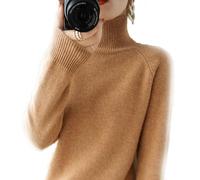 YGSIKY Kaschmir-Pullover für Damen, Rollkragenpullover Damen,Langarmpullover, Freizeitpullover, Stehkragen Strickpulli Langarm Rolli Sweater für Herbst Winter (Goldenes Kamel,XL)