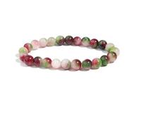 YGZHANYUANOKU 6 mm, 8 mm, 10 mm, Wassermelonen-Turmalin-Armband für Männer und Frauen, Naturstein, Mineralparty, Party, 8 mm, Stein Glas Stein: Emaille Glas, Zirkonia Achat Obsidian