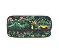 YHBLYKXP Aufbewahrungstasche mit tropischen Blättern und Blumen, große Kapazität, Reise-, Bürobedarf-Box, Make-up-Tasche, Schreibtisch-Organizer mit