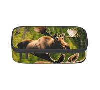 YHBLYKXP Deer Bear Moose Printed Large Capacity Office Box Stationery Organizer Office Cosmetic Bag, Black, BD004