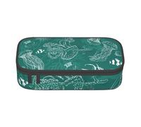 YHBLYKXP Delfine Blumen Meer Seestern Koralle Muschel gedruckt Große Kapazität Bürobox Schreibwaren Organizer Büro Kosmetiktasche