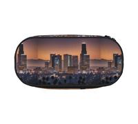 YHBLYKXP Los Angeles Skyline Print Oxford Cloth Pencil Case with ordered mesh compartments - a practical choice or travel