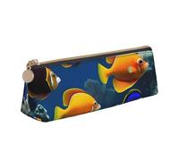 YHBLYKXP The Underwater World Dreieckige Leder-Schreibwaren-Aufbewahrungstasche, tragbare Make-up-Tasche, tägliche Aufbewahrung von kleinen Gegenständen, Weiss/opulenter Garten, Einheitsgröße,