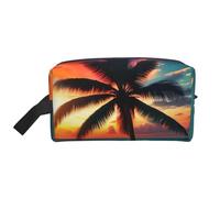 YHBLYKXP Tropischer Strand Palme Sonnenuntergang Druck Große Kapazität Reise Pflege Aufbewahrungstasche Tragbare Make-up Tasche Tägliche Aufbewahrungstasche