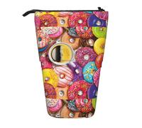 YHBLYKXP Vertikales einziehbares Federmäppchen mit Kaffee- und Donut-Aufdruck, Aufbewahrungstasche, geeignet für Büro, Reisen und den täglichen Gebrauch