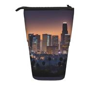 YHBLYKXP Vertikales einziehbares Federmäppchen mit Los Angeles Skyline-Aufdruck, Aufbewahrungstasche, geeignet für Büro, Reisen und den täglichen Gebrauch
