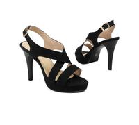 YhdtHSF 10.5CM Peep Toe Heels für Frauen Sexy Strappy High Heels Knöchelriemen Absatzschuhe,Schwarz,45 EU