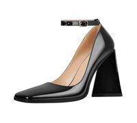 YhdtHSF 12CM Damen Chunky High Block Closed Toe Heels Knöchelriemen Square Toe Pumps,Schwarz,41 EU