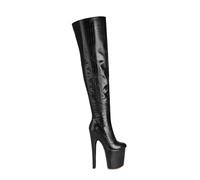 YhdtHSF 20 cm Damen Plateau Rundzehen Chunky Heels Sexy Nachtclub Pole Dance Overknee Stiefel,Schwarz,39 EU