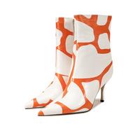 YhdtHSF 7,5 cm Damen Stiefeletten mit spitz zulaufender Schuhspitze, Absatz und Reißverschluss an der Seite,Orange,37 EU