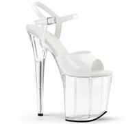 YhdtHSF Damen 20CM Exotic Clear High Heel Sandale Plateau Stiletto Pole Dance Schuhe,Weiß,37 EU
