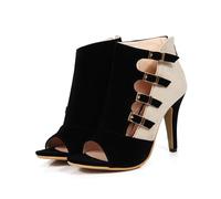 YhdtHSF Damen Peeptoe-Booties Sandalen Stiletto-Absatz Knöchelstiefel Absatzsandalen Reißverschluss Sexy Tanzschuhe,Schwarz,40 EU
