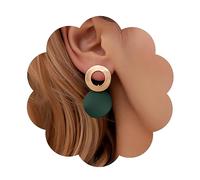 Yheakne Boho Acryl Grüner Kreis Ohrringe - Gold Ohrstecker Emaille Tropfen Geometrische Baumeln Schmuck Für Frauen Und Mädchen