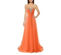 yhfshop Abendkleid Brautjungfernkleider Lange Chiffon A-Linie Abendkleider Formale Abendkleider Abendkleid-Orange A_38