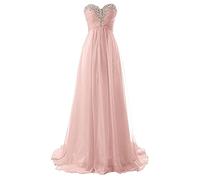 yhfshop Abendkleid Brautjungfernkleider Lange Chiffon A-Linie Abendkleider Formale Abendkleider Abendkleid-Flesh pink_34