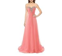 yhfshop Abendkleid Brautjungfernkleider Lange Chiffon A-Linie Abendkleider Formale Abendkleider Abendkleid-Coral red_44