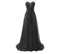 yhfshop Abendkleid Brautjungfernkleider Lange Chiffon A-Linie Abendkleider Formale Abendkleider Abendkleid-Schwarz_40