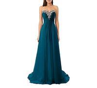 yhfshop Abendkleid Brautjungfernkleider Lange Chiffon A-Linie Abendkleider Formelle Abendkleider Abendkleid-Tinte-blau Farbe_40