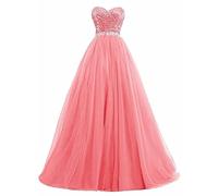 yhfshop Abendkleid Brautjungfernkleider,Sexy durchsichtiges Top mit U-Boot-Ausschnitt und Perlen besetztes Partykleid,Crimson,30,Watermelon red,52,Damen Retro Brautjungfernkleider