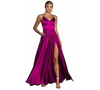 yhfshop Abendkleider Elegant,Verstellbares Ballkleid mit Spaghettiträgern und hohem Schlitz,Purple Rose Red A,US2,Ballkleid Brautjungfernkleider Festkleid